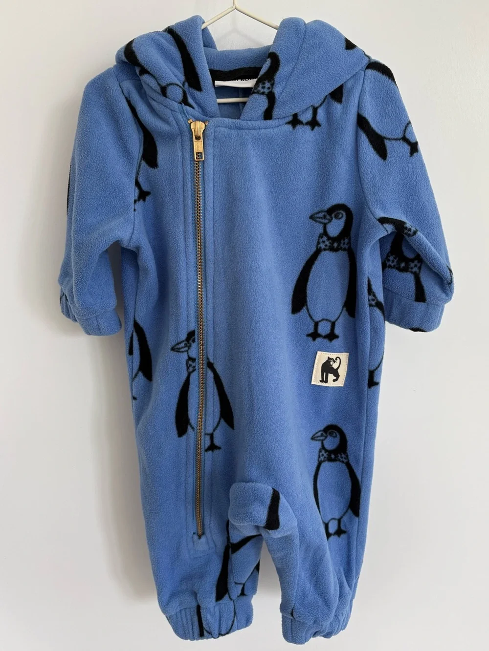 Mini Rodini Penguin Recycled Polyester Fleece Suit